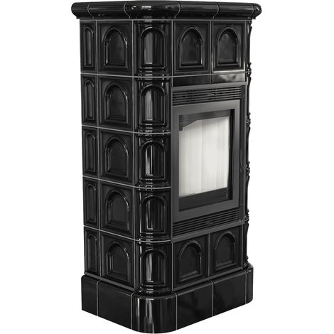 Kamineinsatz aus Stahl KRATKI BLANKA 8 kW Ø 160 schwarze Kachel (1/3)