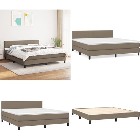 Sommier à lattes de lit avec matelas Taupe 160x200 cm Tissu - Lit Tapissier - Lit Double - Matelas Ressorts Ensachés - Literie - Chambre À Coucher - Home & Living (1/5)