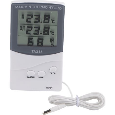Indoor and outdoor digital thermometer, 25% RH to 98% RH, 50 to 70°C, with probe, large display, temperature and humidity measurement (1/5)