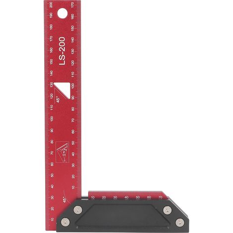 L-förmiger Messlineal für Holzbearbeitung, professionelles Anreißwerkzeug aus Aluminiumlegierung, 200 mm (1/5)