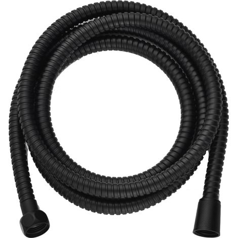 Douchette noire en acier inoxydable, 200 cm