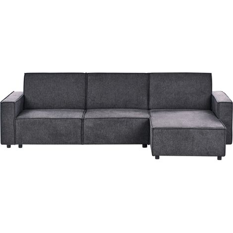 Sofá cama esquinero tapizado en tela gris grafito 3 plazas izquierdo Romedal II