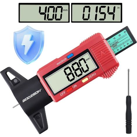 Digitaler Reifenprofiltiefenmesser 0-25.4mm mit LCD-Display, mm/Zoll umschaltbar (1/5)
