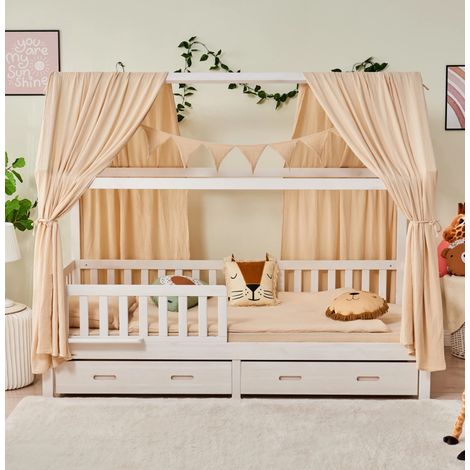 Alavya Home Ensemble décoratif en 100% coton mousseline bio 125x350 cm Beige (1/5)