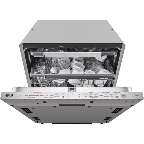 LG QuadWash DB365TXS Lavastoviglie a scomparsa totale Classe B 14 coperti Vapore Wi-Fi. Posizionamento dell'apparecchio: A scomparsa totale, Dimensione: Dimensione massima (60 cm), Colore della por...