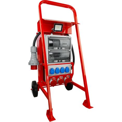 Tableau électrique de chantier sur pied avec éclairage eXT S/FI SET 32 A 2x16 A 4x230 V Doktorvolt DV-6184-F (1/4)