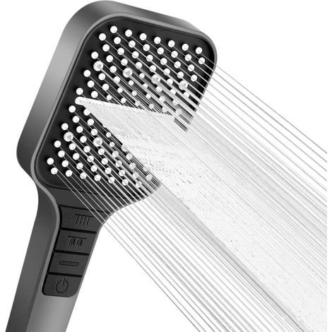 Pommeau de Douche, 7 Types de Jets, avec Bouton D'arrêt, Pommeau de Douche Econome en Eau, Réglage D'une Seule Main et Buse en Silicone Anti-bourrage, Grand Pommeau de Douche Augmentant la (1/4)