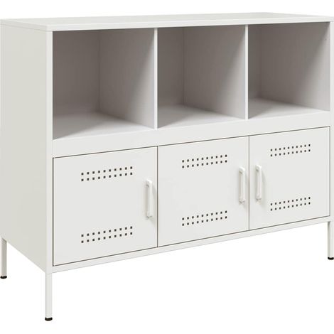 Maison Exclusive - Aparador acero blanco 100,5x39x79 cm (1/5)
