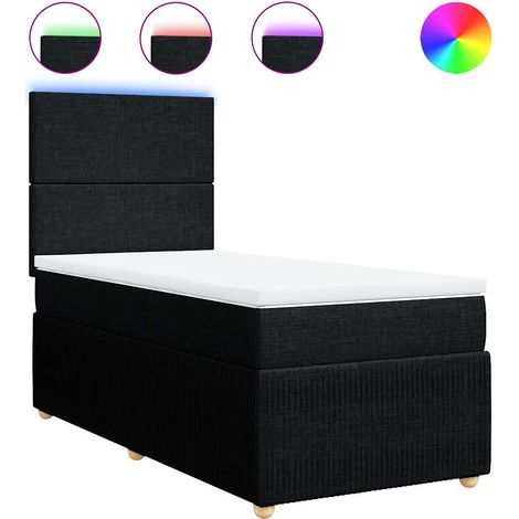 Maison Exclusive - Sommier à lattes de lit avec matelas Noir 90x190 cm Tissu (1/5)