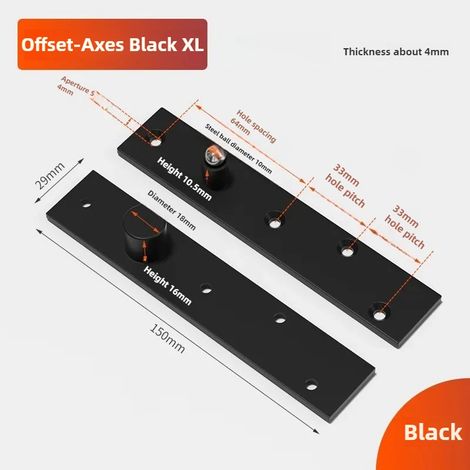 Charnière pivotante à 360° en acier inoxydable, axe central et axe décalé, noire XL, avec axe dissimulé, pour porte en bois (1 pièce). (1/5)