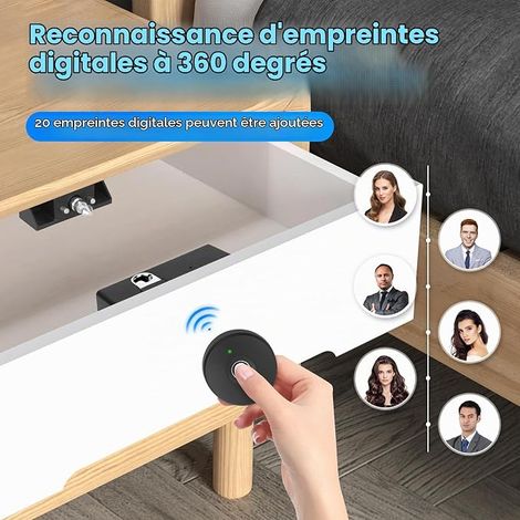 Serrure D'armoire à Empreinte Digitale Sans Clé Maison Bureau Serrure Biométrique de Casier Serrure à Empreintes Digitales Rechargeable USB (1/4)