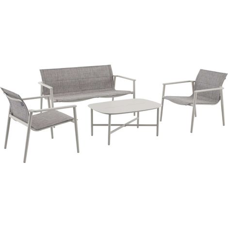 Salon de jardin alu Occita Beige chiné - 4 places - Jardideco