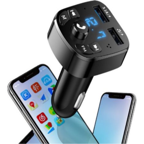 Transmetteur FM Bluetooth - 88,1 À 107,9 MHz - Lecteur Audio Sans Fil Pour Autoradio - Chargeur Double USB 5V-2,4A Et 5V-1A - Affichage Tension Batterie - 1 Pièce (1/5)
