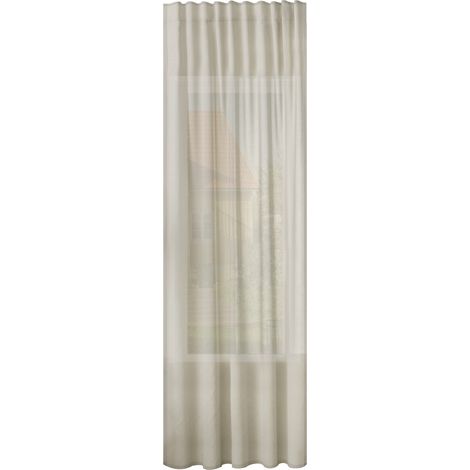 WOLTU 1er Gardinen Leinenoptik Vorhänge Halbtransparent Gardine mit Kräuselband für Schlafzimmer Wohnzimmer 135x245 cm Sand