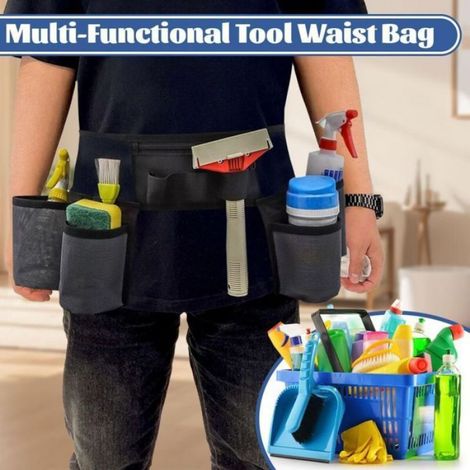 Ceinture Porte-Outils - 4 Poches - Pour Entretien Immobilier Et Nettoyage - Taille Réglable 73 À 126 Cm - 1 Pièce (1/5)