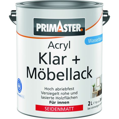 Primaster Acryl Klar + Möbellack 2 L farblos seidenmatt Lack