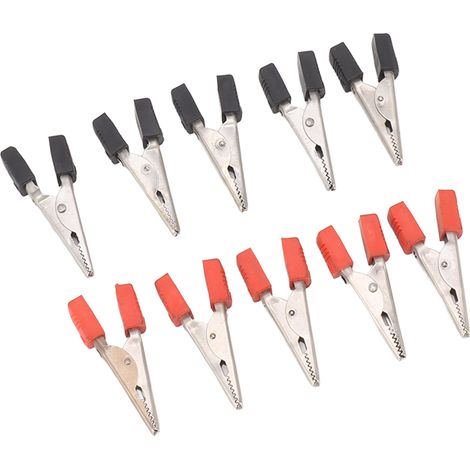 20 pcs pinces crocodiles rouges et noires ouverture 1cm pinces test électrique acier inoxydable pour câbles batterie (1/5)