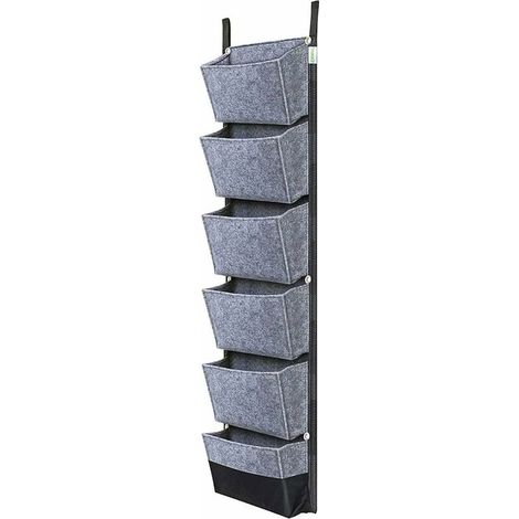 Sac Plantation Mural, 6 Poche Poche de Plantation Vertical Jardiniere Exterieur Suspendue pour Balcon Jardin Cour Bureau Décoration de la Maison (gris) (1/5)