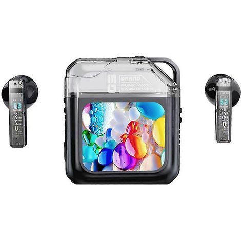 Écouteurs Bluetooth sans fil intelligents à écran tactile couleur LED, réduction active du bruit, noir. (1/5)