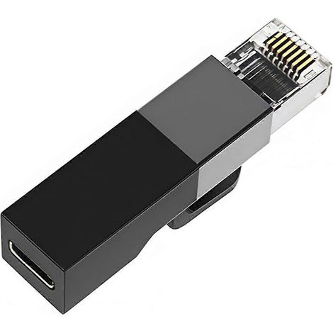 Adaptateur USB-C vers Ethernet, adaptateur USB-C vers RJ45 Gigabit, 1000 Mbps, Type-C femelle vers RJ45 mâle, compatible avec MacBook. (1/5)