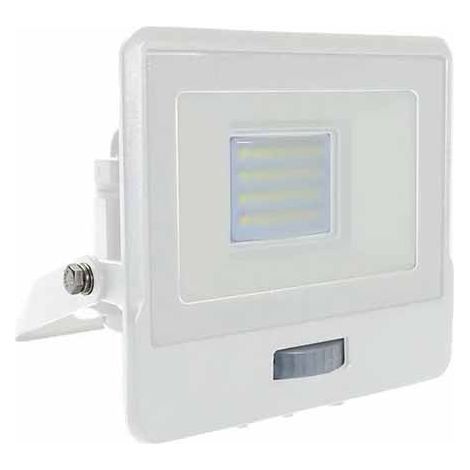 V-TAC VT-128S 20W LED flutlicht PIR sensor chip samsung SMD kaltweiß 6500K slim weiß Eingebaute Anschlussdose IP65 - SKU 20273 (1/4)