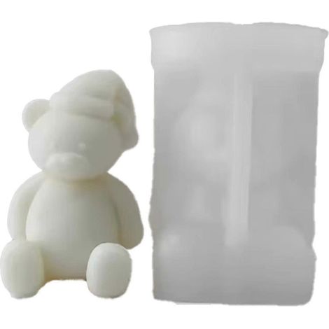 moules en silicone pour bougies de Noël en forme d'ours, à faire soi-même, pour créer des bougies parfumées en plâtre, savon, résine et ciment. (1/4)