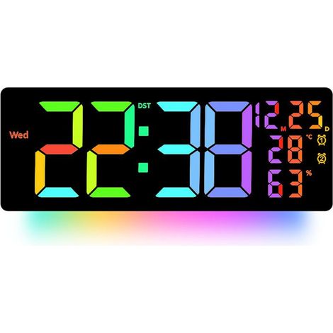 Horloge murale RVB à changement de couleur, télécommande multifonction de grande taille (1/5)