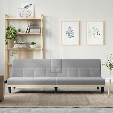 Sofá cama con portavasos tela gris claro vidaXL (1/5)