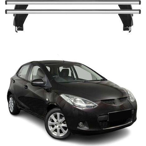 OMAC Dachträger Querträger Alu für Mazda2 mk2 2007-2009 Pre-FL – Abschließbar – T-Nut – City-Crash-getestet – Max. 50 kg Silber (1/5)