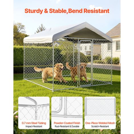 Chenil Extérieur 2,3x2,3x2,15 m Enclos pour Chien avec Toit Cage Extérieure pour Grands Chiens Parc Robuste pour Chiens avec Bâche… (1/5)