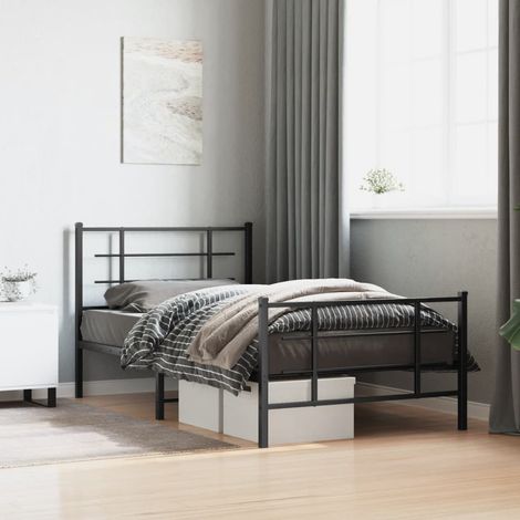 Metal Bed Frame without Mattress with Footboard Black 100x200cm vidaXL (1/5)