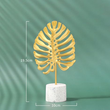 Décoration Maison Arbre Fer Doré Ornement Décoratif Bureau Feuilles Ginkgo Ornements Art Déco Contemporain - 19.5 cm x 10 cm