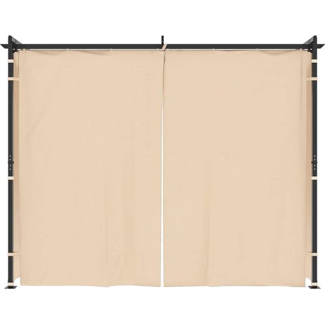 Tonnelle Barnum de Jardin, Pavillon, Pergola, Tente de jardin, avec rideaux 3x3 m Crème Acier OIB7379E (1/4)