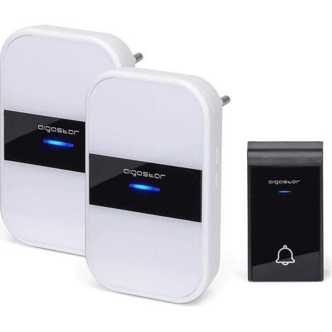 Aigostar Campanello Wireless Bianco Nero 36 Suonerie 150m IP44 2 Ricevitori (1/5)