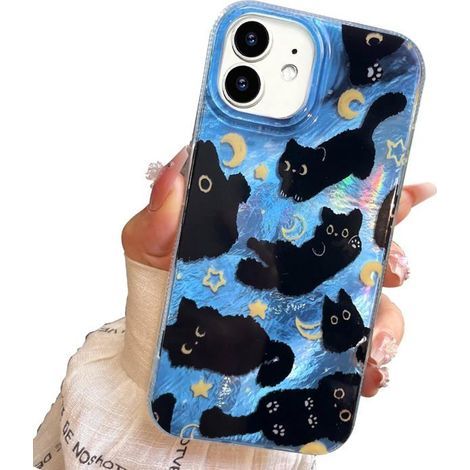 BelleRise – Kompakte Schutzhülle für iPhone 11, Design mit schwarzer Katze, niedlich, elegant, flexibel und dünn, aus stoßfestem TPU. (1/5)
