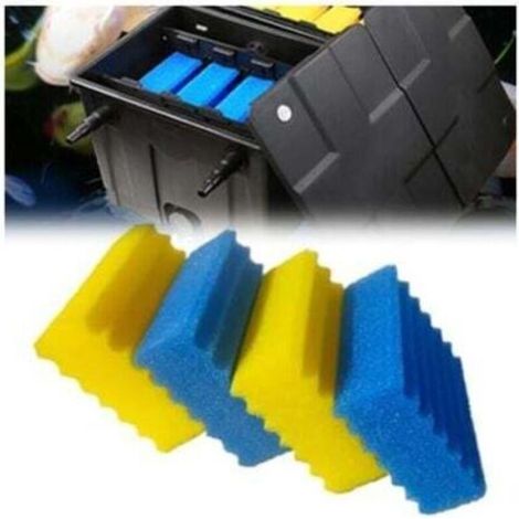 Éponges filtrantes pour bassin CBF350 (lot de 4) : mousse filtrante biologique efficace, facile à nettoyer et à remplacer, éponges fines bleues, grossières et jaunes pour filtres de bassin CBF-350 (1/5)