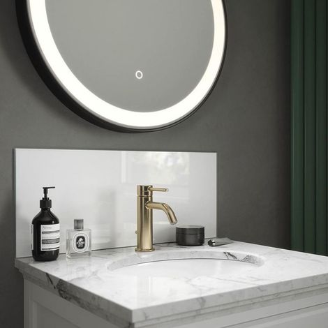 Splashback Ice White Glass Bathroom Backsplash 250mmx500mmx4mm