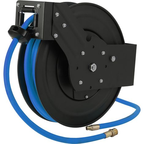 Enrouleur de Tuyau Rétractable à Double Bras, 300 PSI, Mural/Plafond, Rembobinage Automatique, Tuyau de Compresseur Hybride 762 cm (1/5)