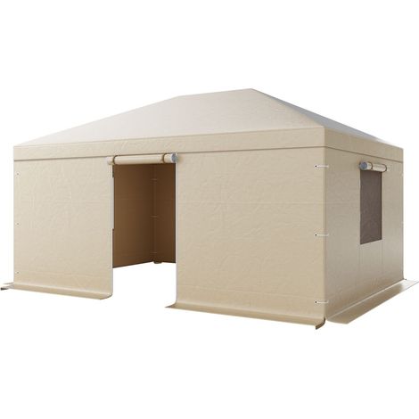 Housse de Gazebo Hiver 3,68 x 4,9 m, avec Parois et Fenêtres, Polyéthylène Haute Densité, Protection Intempéries, Abri de Stockage Fermé (Gazebo non inclus) (1/5)