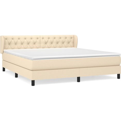 Maison Exclusive - Giroletto a Molle con Materasso Crema 160x200 cm in Tessuto