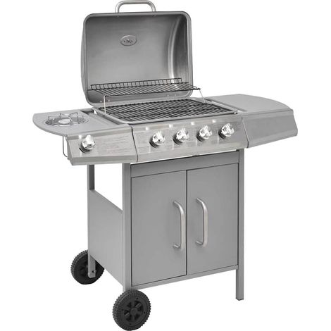 Gasgrill 4+1 Flammen Silbern