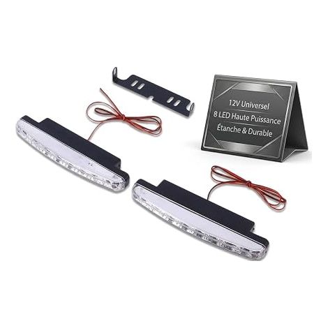 Feux de Jour LED Universels 12V, DRL Étanches, Éclairage Blanc Froid pour Voiture, Camion, SUV - Sécurité Routière (1/5)