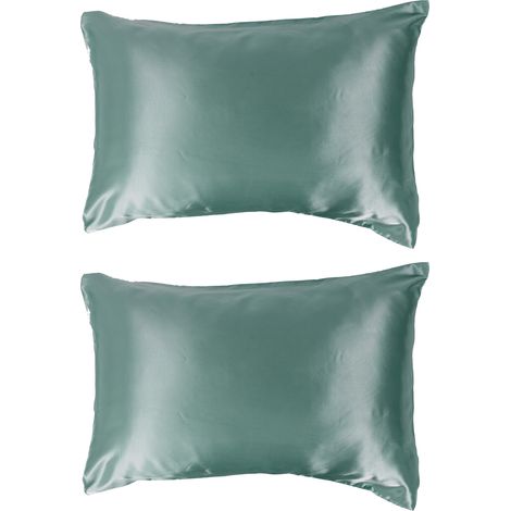 2-teiliges Satin-Kissenbezug-Set, 75 x 150 cm, weicher Kissenbezug mit versiegeltem Umschlag, Bettwäsche Grün