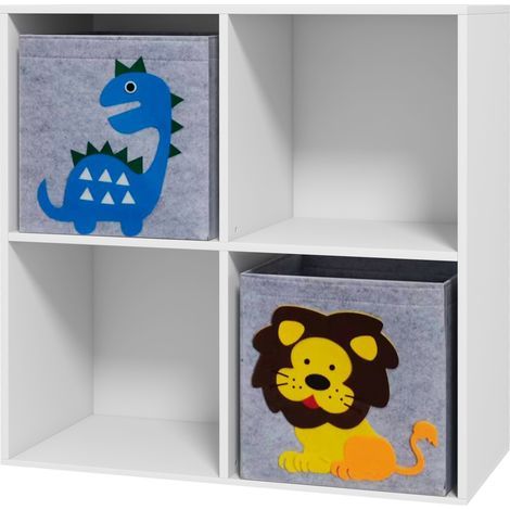 Étagère de rangement, MDF, blanc-DHU, cubes, tiroirs, anti-basculement (1/5)