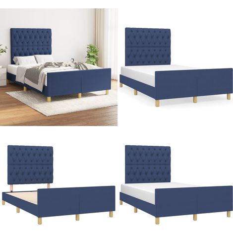 Bettgestell ohne Matratze Blau 120x190 cm Stoff - Bettsofa - Holzbettfundament - Lattenrost - Boxspringbett - Doppelbett - Home & Living (1/5)