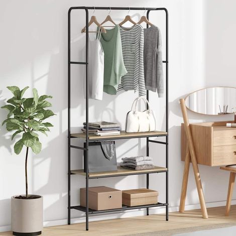 Clothes Rack with Shelves Sonoma oak 77 x 30 x 171 cm vidaXL (1/5)