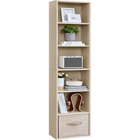 Bibliothèque étagère de rangement 6 niveaux meuble cube pour salon bureau chambre style scandinave 40 x 24 x 1785 cm beige