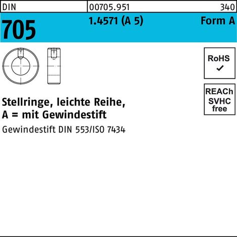 Stellring DIN 705 m.Gewindestift A 10 x 20 x 10A 5 leichte Reihe 10 Stück (1/2)
