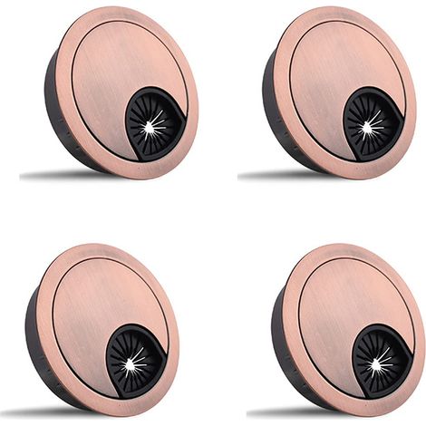 Lot de 4 œillets ronds en métal 60 mm pour bureau d'ordinateur,passe-câbles rouge (1/5)