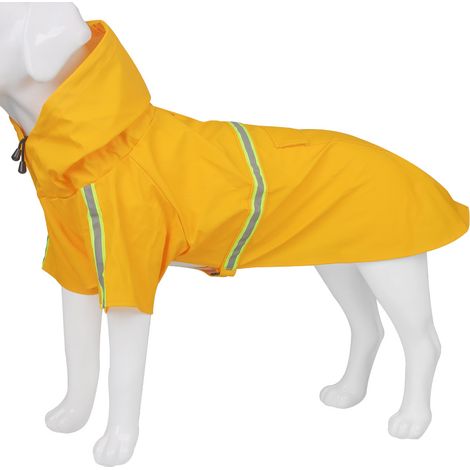 Imperméable à capuche ajustable pour chien, avec bandes réfléchissantes, pour chiens de petite, moyenne et grande taille - Jaune